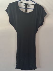 Chic Black Boat Neck Mini Dress