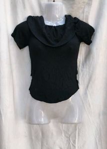 192610. Black Ruffled Top