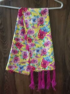Women Yellow &amp; Pink Floral Printed Scarf