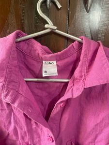 Pink Sleeveless Button-Up Top