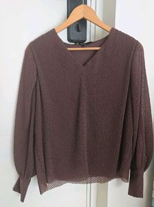 Vero Moda Brown Pleated Blouse