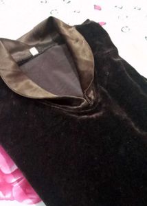 Elegant Brown Velvet Midi Dress