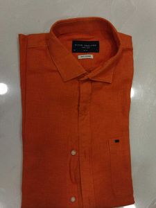 Peter England Orange Linen Shirt