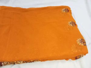 Gorgeous Orange Embroidered Sari
