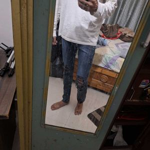 Dark Blue Damaged Jeans