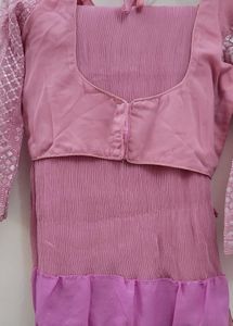 Elegant Pink Embroidered Saree Set