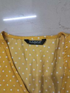Yellow Polka Dot Wrap Top
