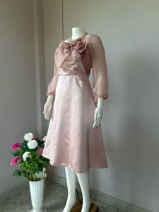 Pink Satin Midi Gown