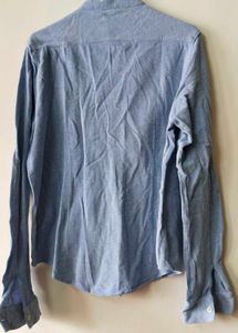 Mandarin Collar Shirt Full Sleeves Blue