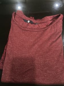 Fig Maroon Lace Detail Top Size XXL