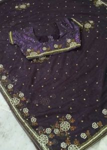 Full Net Saree With Blouse Design