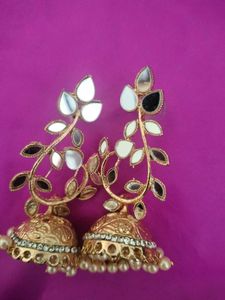 New Mirror White Jhumka