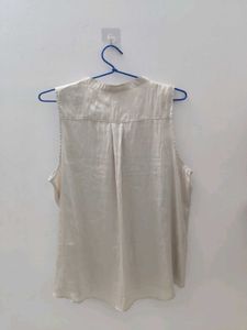 Combo Of Two Beige Satin Sleevless Tops