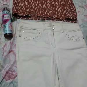 White Embellished Jeans