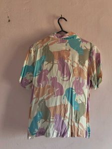 Colorful Cat Print Short Sleeve Top