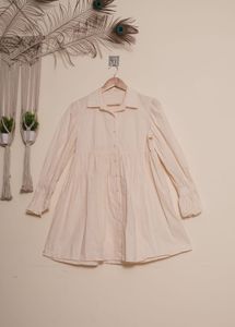 Cream Button-Down Mini Dress