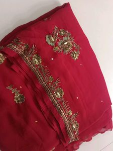 Red Embroidered Saree