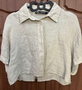 Zara Linen Blend Crop Top