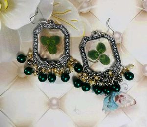 Clover Resin Drop Earrings 2 Pair Combo