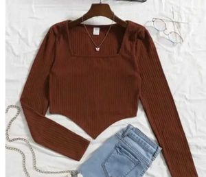 Square Neck Maroon Crop Top