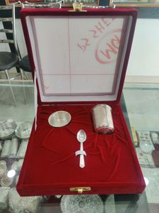 Pure Silver Bartan Set Wth Velvet Box