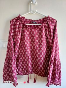 Full, Ballon Sleeves Printed Top (XS / S - Size)