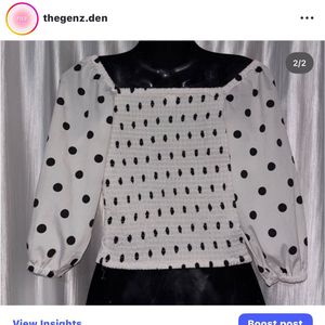Polka Dot Tie-Front Blouse