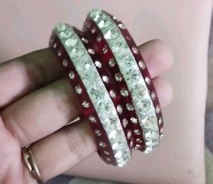 Burgundy &amp; Crystal Bangles