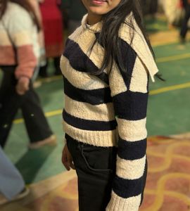 Korean Blue &amp; Beige Woollen Sweater
