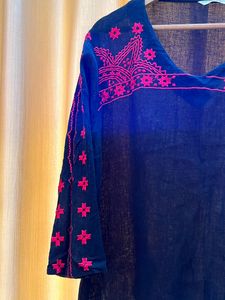 Embroidered Black Top
