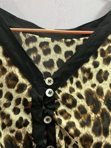 Leopard Print Button-Up Top