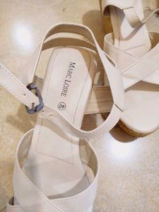 Marc Loire  White Wedge Sandals Brand New Never Us