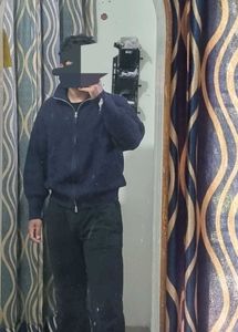 OLD MONEY Navy Knit Zip Cardigan