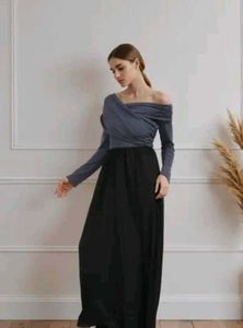 Elegant Two-Tone Maxi Dress