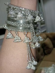 Silver Oxidised Bangles One Set