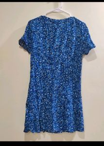 H&amp;M Blue Front Button Dress Size 8