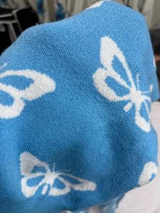 Blue Butterfly Print Sweater