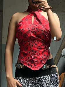 Red Paisley Halter Top
