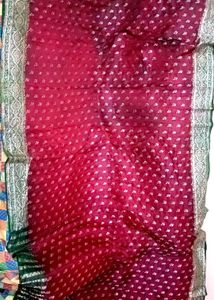 Vintage Original Banarasi Saare Fabric Silver Work