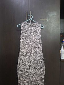 White Leopard Print Bodycon Midi