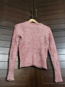Pink Fuzzy Long Sleeve Sweater
