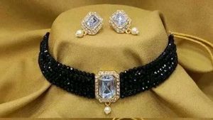 Elegant Black Choker & Earring Set