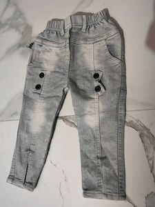 Grey Button Accent Jeans