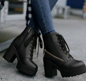 Black Platform Lace-Up Boots