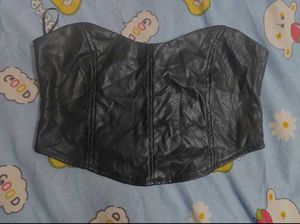Black Faux Leather Tube Top