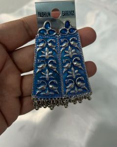 oxidized earrings Blue &amp; Silver