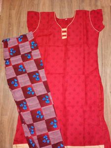 Red Printed Pajama Set