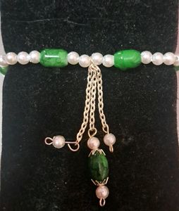 Pearl With Emerald Colour Stone