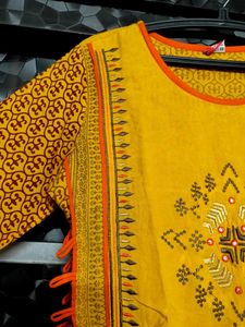 Yellow Embroidered Kurta