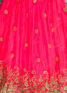 Embroidered Coral Long Gown